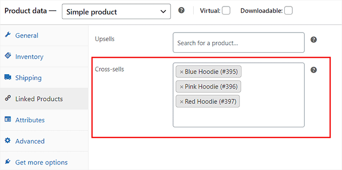 Add products in the cross sell section