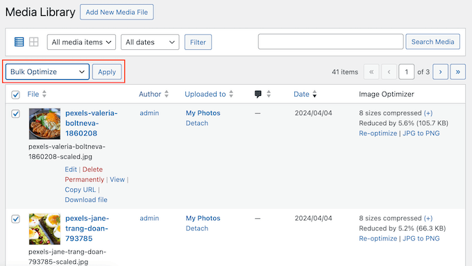 Bulk optimizing files on your website using EWWW IO