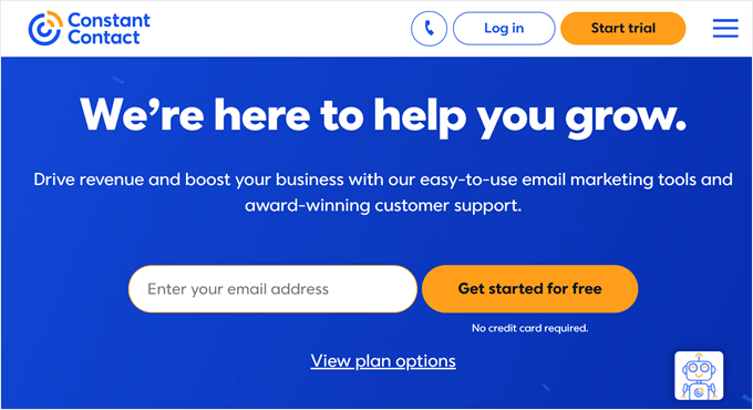 Constant Contact's homepage