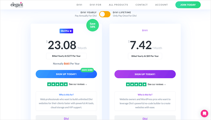 Divi's pricing plans