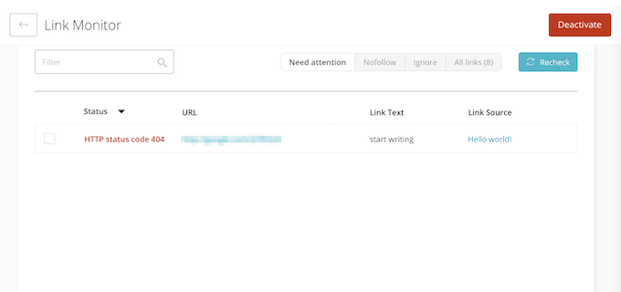 Monitoring links and 404 errors on your website