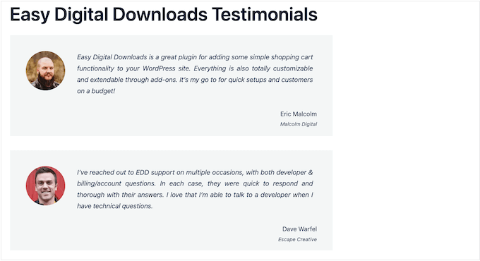 Adding customer testimonials to WordPress 