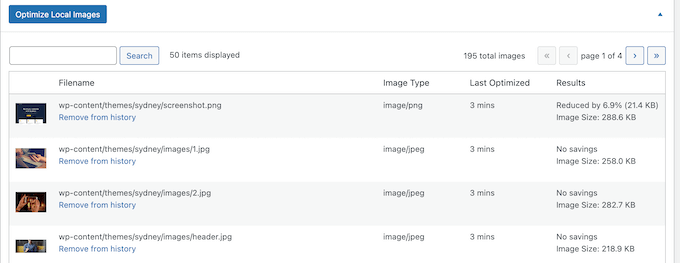 Viewing compressed and optimized images in WordPress