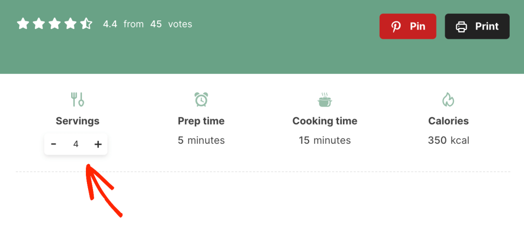 Adjusting a recipe's serving size