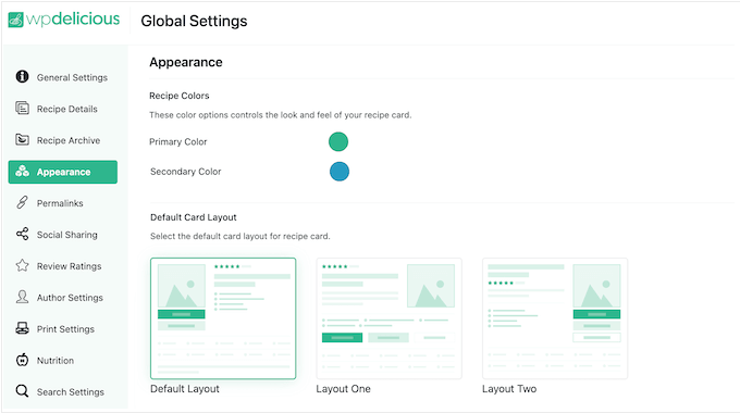 Ready-made recipe layouts 