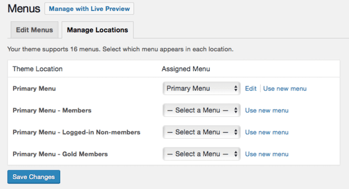 Creating members and non-members navigation menus