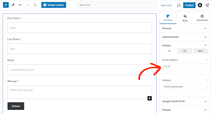 Spectra's drag and drop form builder