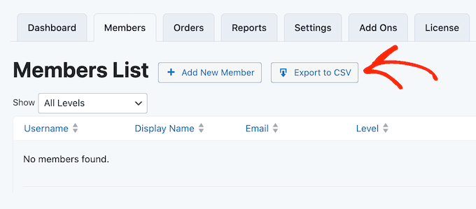 Exporting membership data as a CSV file