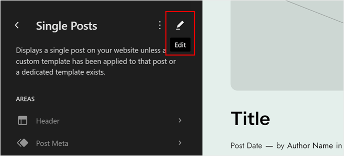 Editing the Single Posts template in the full-site editor