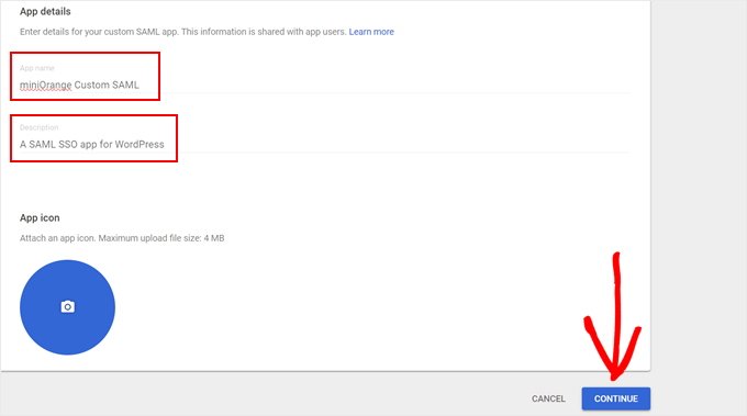 Setting up a new custom SAML app in Google Admin Console