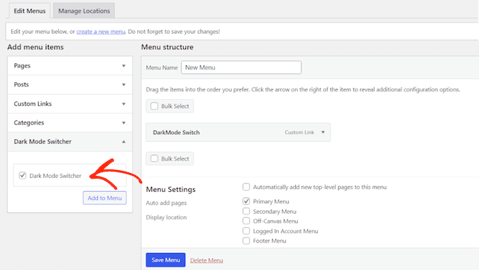 Adding a dark mode switch to your WordPress navigation menu