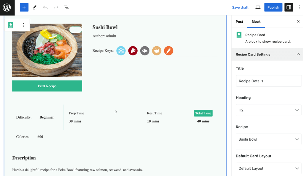 The WordPress recipe card block