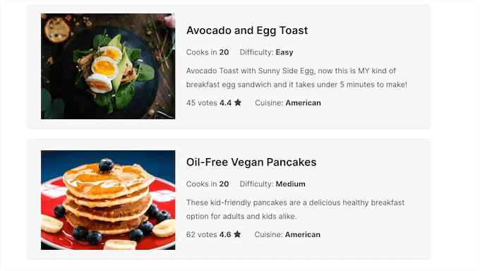 Displaying a list of recipes on your WordPress website or online marketplace