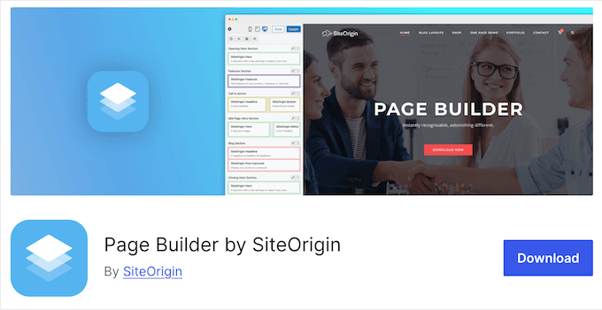 The free SiteOrigin WordPress page builder