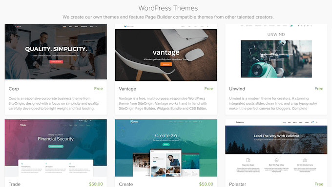 The SiteOrigin WordPress themes