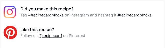 An example of Pinterest and Instagram sharing icons