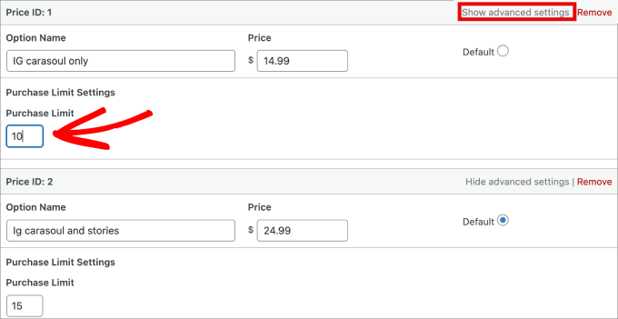 variable pricing purchase limit edd