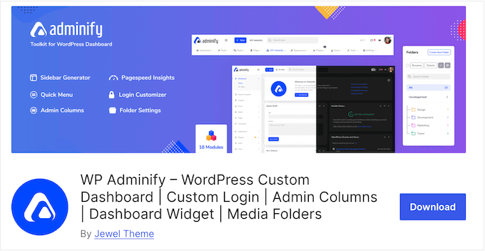 The free WP Adminify WordPress plugin