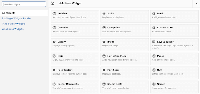 Using WordPress widgets in a live editor