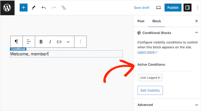 Showing and hiding blocks based on advanced visibility rules