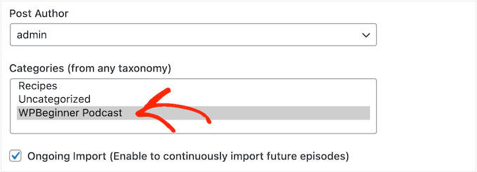 Automatically assigning a category to imported content 