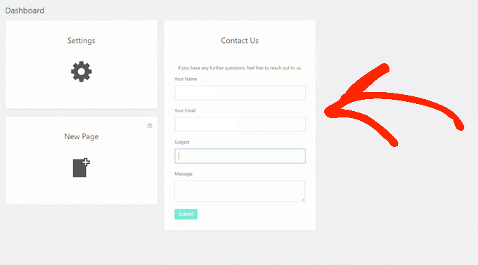 How to add a contact form to the WordPress dashboard