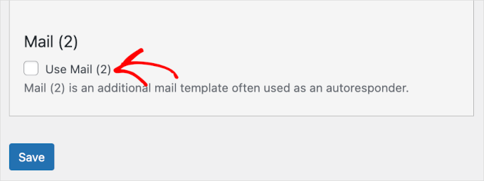 Use Mail (2) checkbox