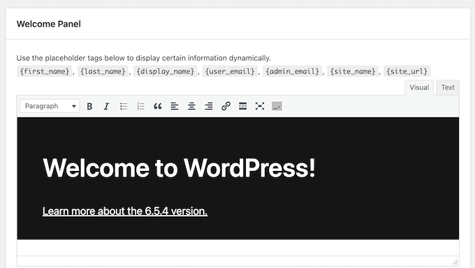 Creating a custom welcome panel for your WordPress blog or website