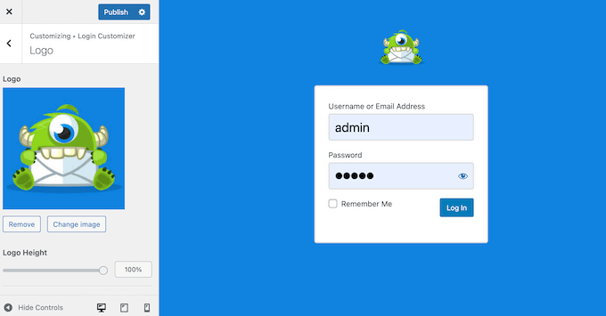 An example of a custom WordPress login screen