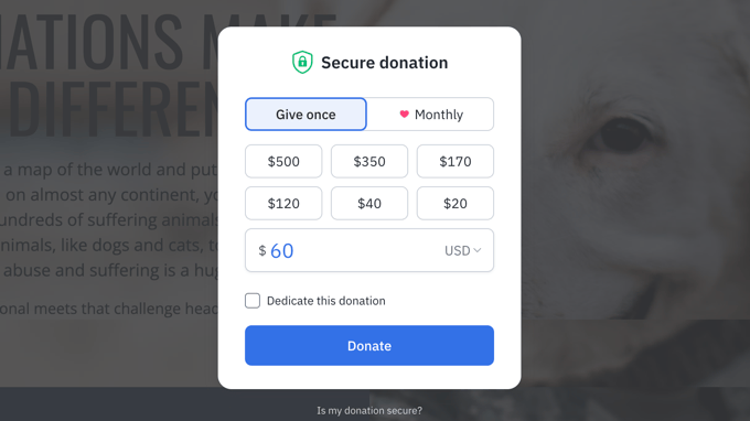 Offer Suggested Preset Donation Amounts