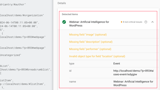 Event Schema Issues in Google Rich Results Test