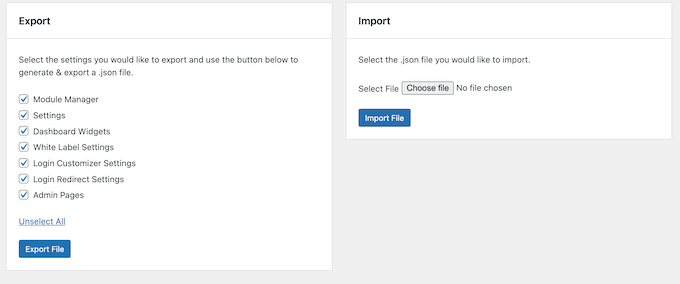 How to export your admin settings and custom dashboard widgets