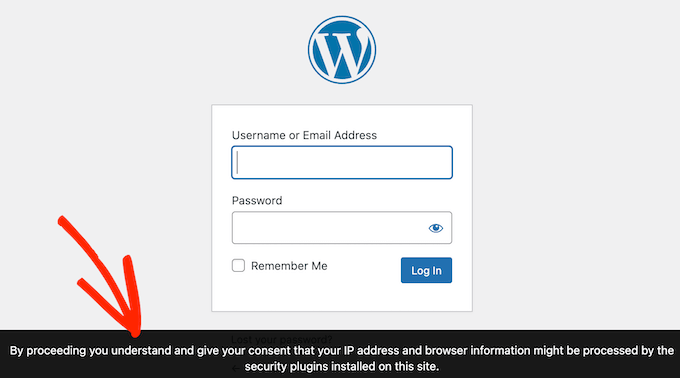 An example of a privacy and GDPR compliance warnings, on a WordPress blog or website