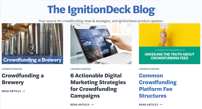 The IgnitionDeck WordPress fundraising blog