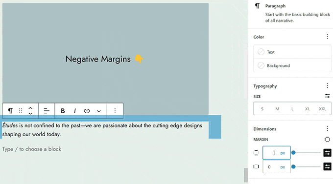 Negative margins support