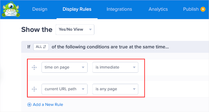 Design rules configurations for showing a floating form