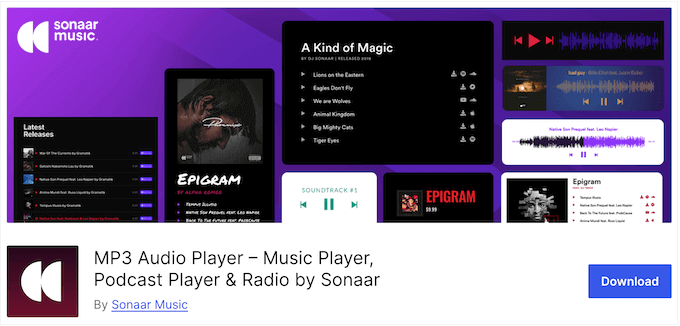 The free Sonaar WordPress audio plugin