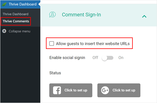 Preventing commenters from inserting their website URL with Thrive Comments