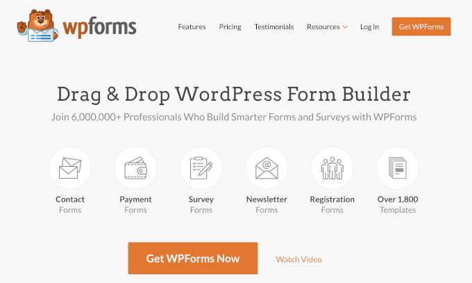 WPForms' homepage