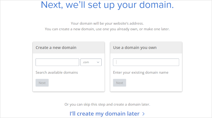 Choose domain name