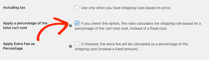 Calculating postage fees as a percentage of the total cart cost