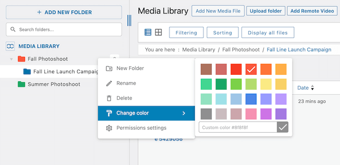 How to add color labels to WordPress folders and sub-folders