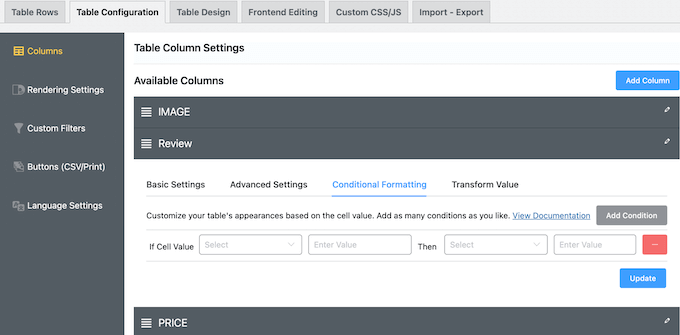 Creating conditional formatting rules for your website