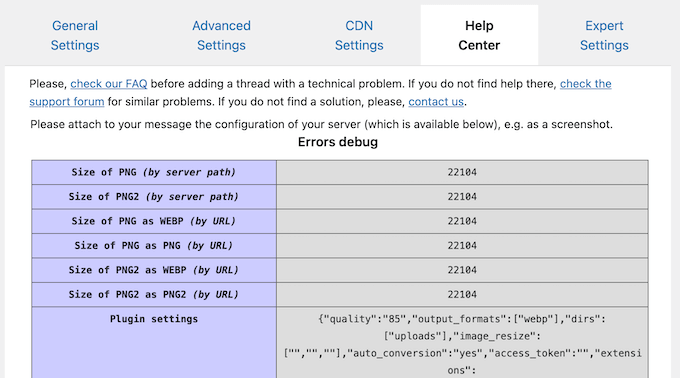 An example of a WordPress configuration log