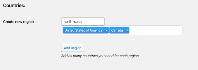 How to create a custom region in WordPress