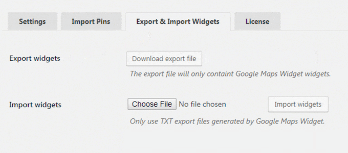 An example of an import / export tool for a WordPress website