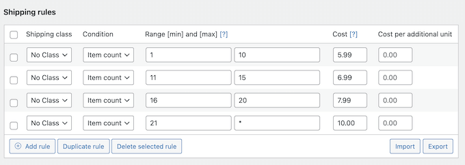 Creating variable shipping fees based on item quantities 