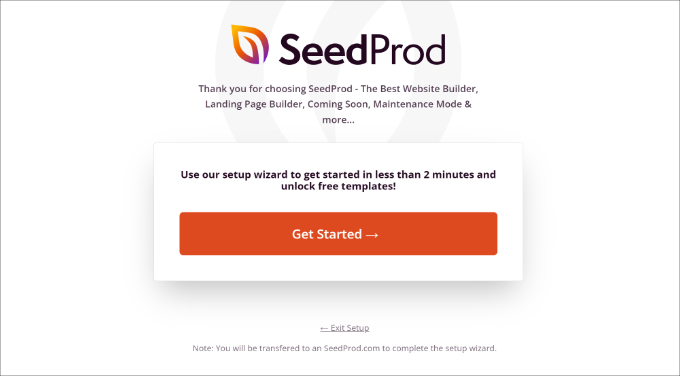 SeedProd lite setup wizard