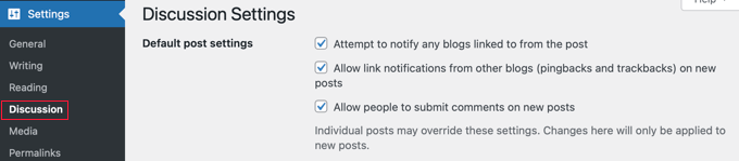 WordPress Discussion Settings