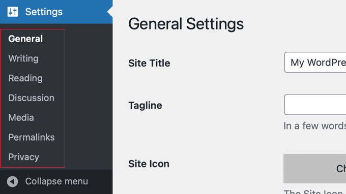 The WordPress Settings Menu